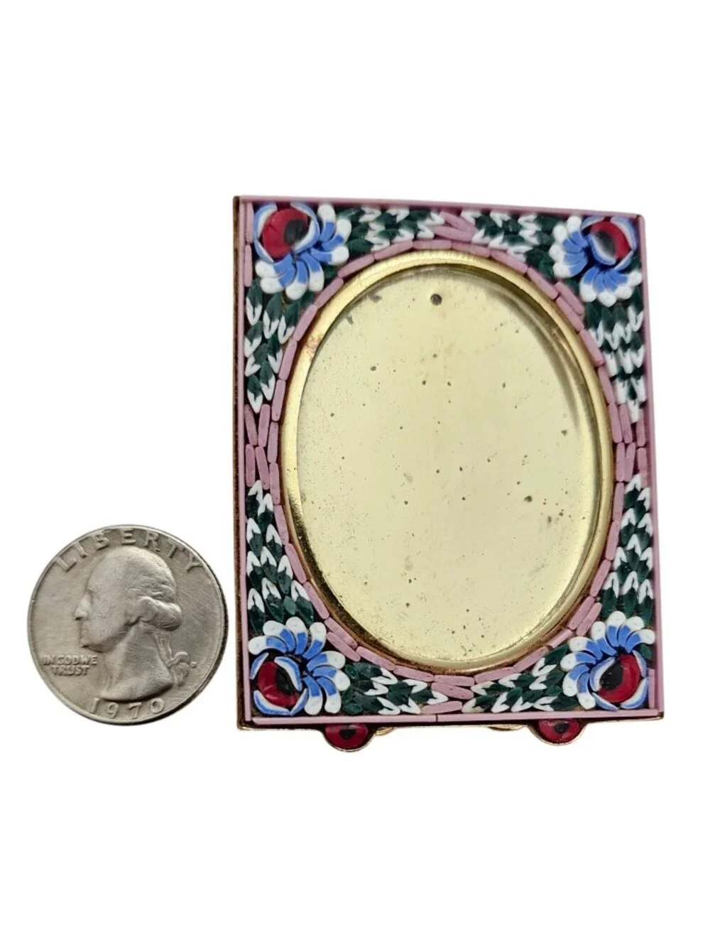 Mosaic Miniature Photo Frame Pink Blue Green Glass Chip, J110